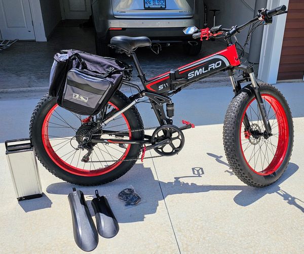 SMLRO S11 Full Suspension Folding Mountain Snow Bike | 350W 500W 700W 1000W
