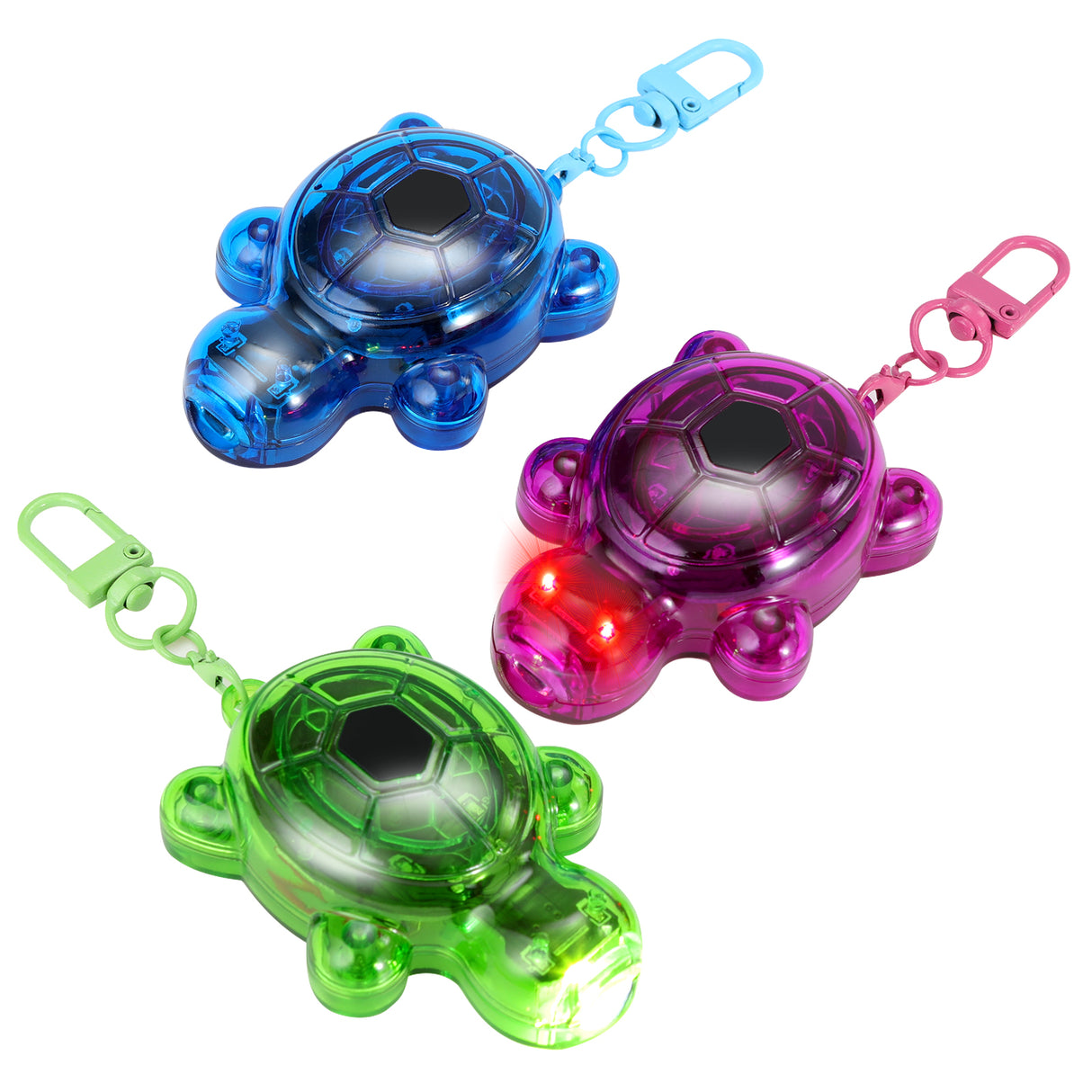 (USA Stock)3PCS Set Turtle Keychain Flashlights, LED & SOS Emergency Mini Flashlight Key Ring Handbag Bag Purse Keychains Set Animal Keychain Lights, Outdoor Adventures, Holiday Gift