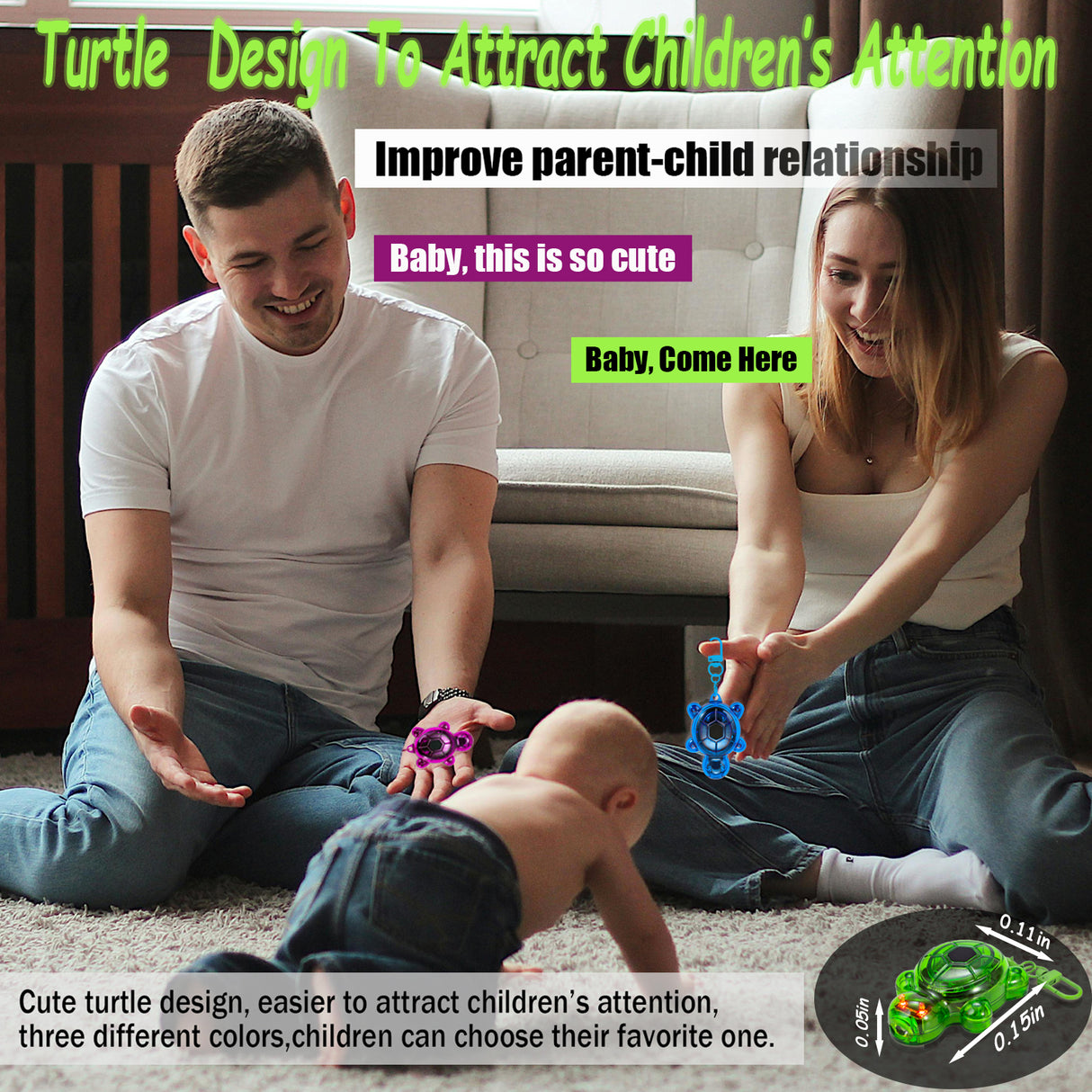 (USA Stock)3PCS Set Turtle Keychain Flashlights, LED & SOS Emergency Mini Flashlight Key Ring Handbag Bag Purse Keychains Set Animal Keychain Lights, Outdoor Adventures, Holiday Gift