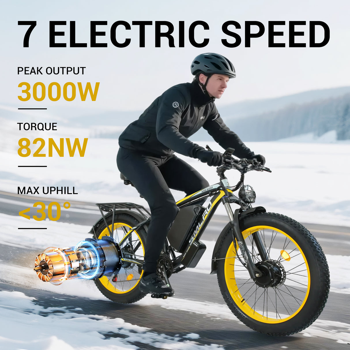 (USA Stock)SMLRO XDC600 Plus Dual Motors Electric Bike |  3000W 52V 30Ah | Hydralic Disc Brake
