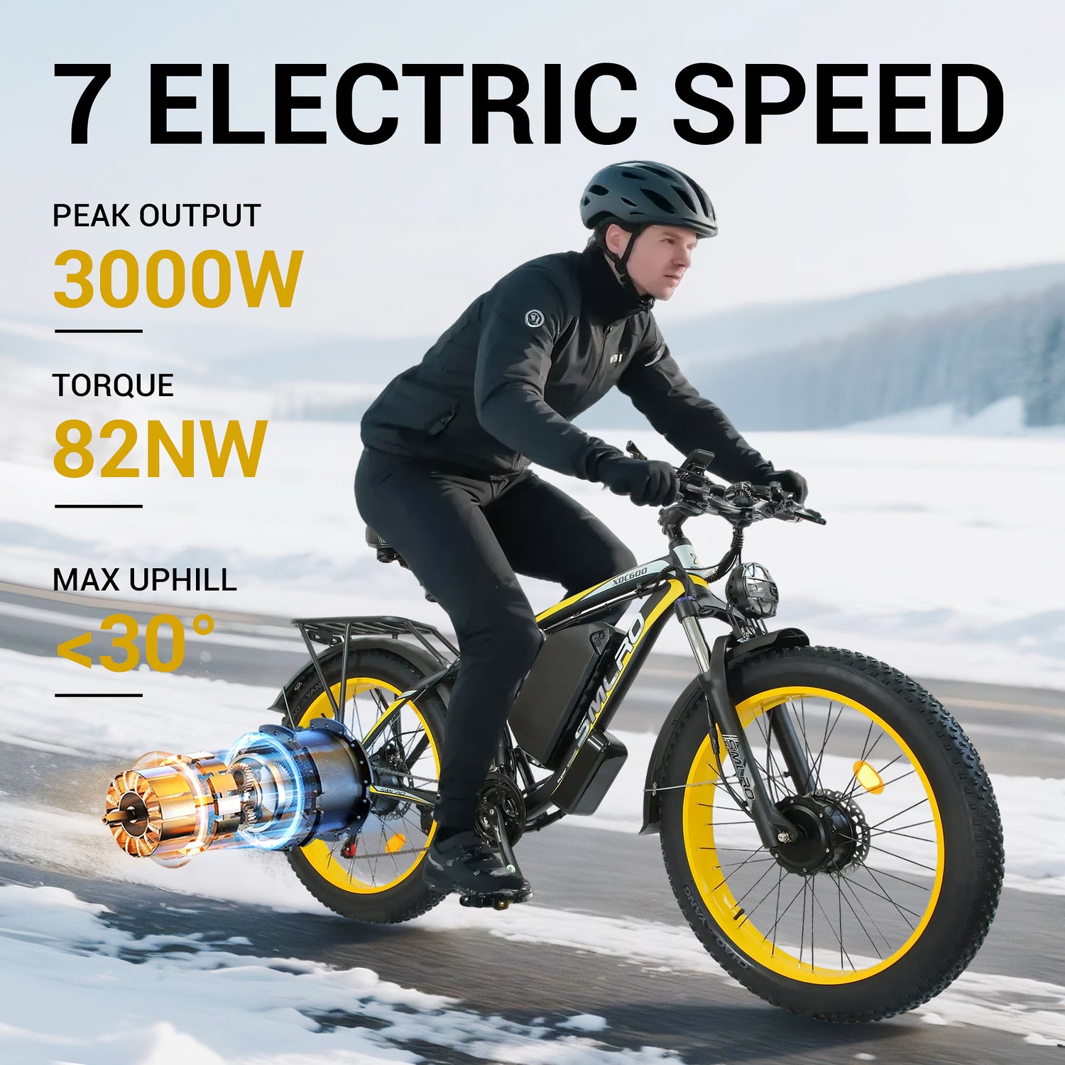 (USA Stock)SMLRO XDC600 Plus Dual Motors Electric Bike |  3000W 52V 30Ah | Hydralic Disc Brake