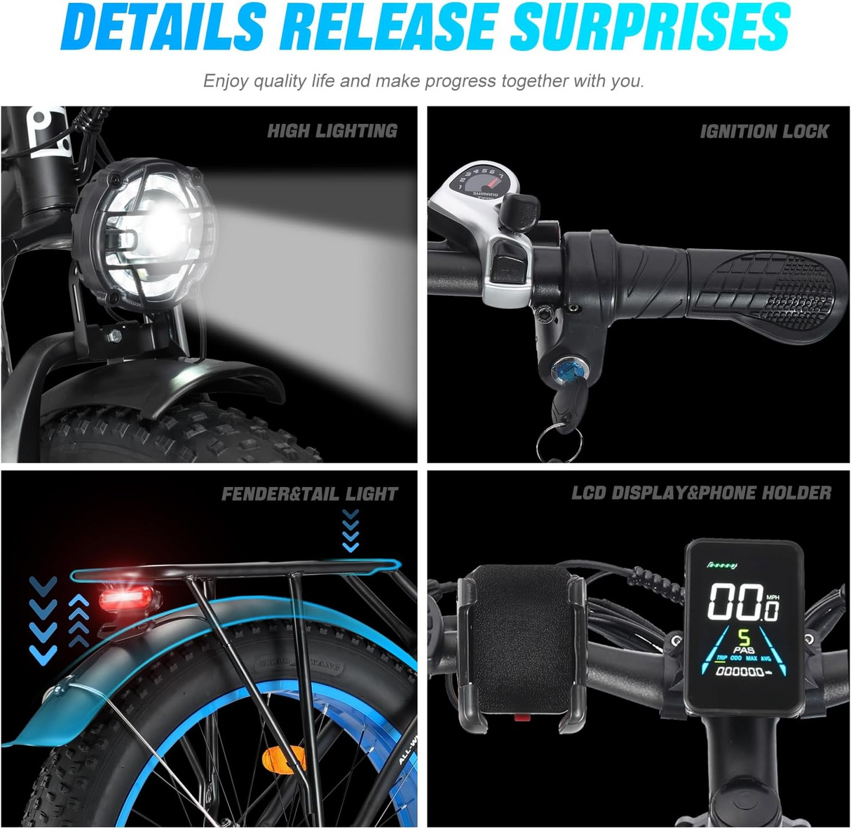 (EU UK Stock)PHILODO H8 Electric Bike for Adults, 48V 26Ah Fat Tire Ebike Dual Motor AWD 2000W 35MPH Electric Bicycles 21-Speed with Ignition Lock Hydraulic Disc Brake-White