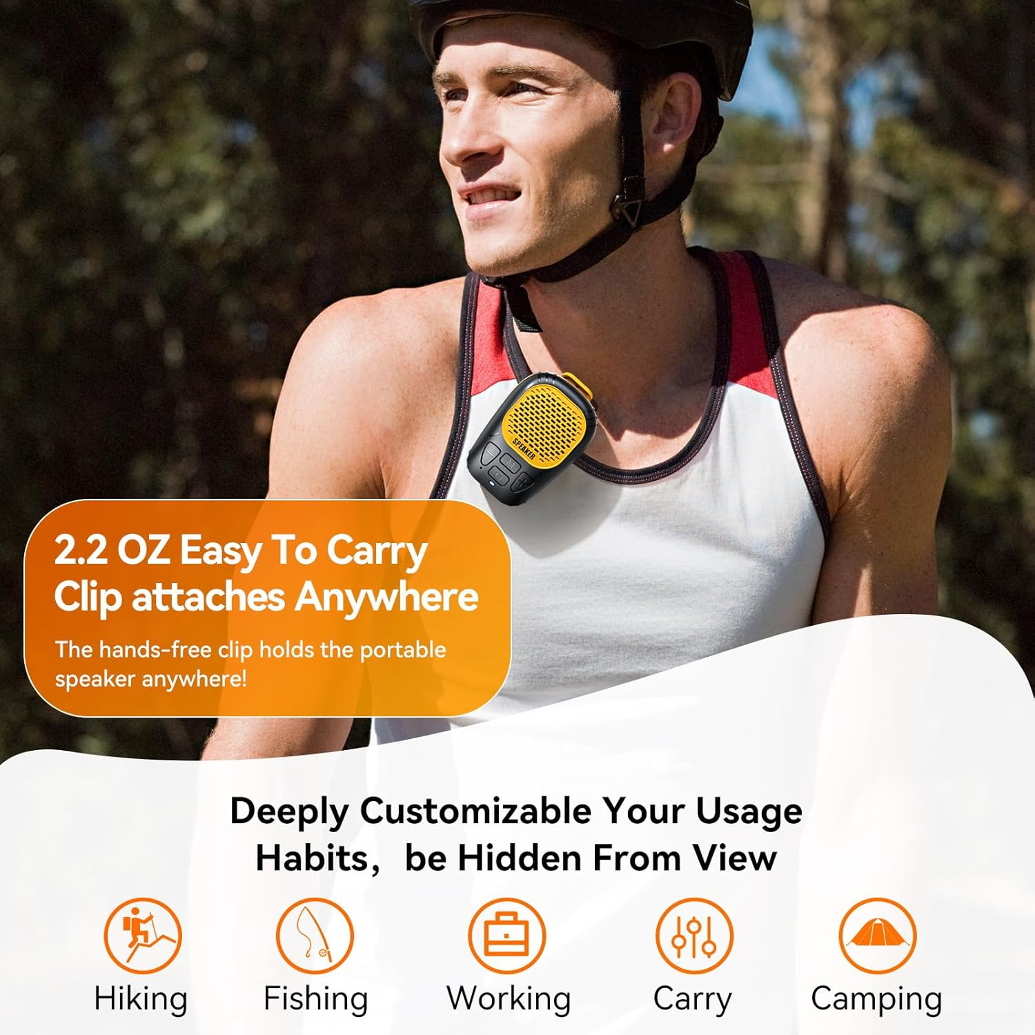 Magnetic for SMLRO Ebike Wearable Outdoor Speaker, Clip-On Wireless Jobsite Pro Water-Resistant Portable Speaker Magnetic, Built-in Mic for Hands-Free Music/Calls, Outdoor Speaker