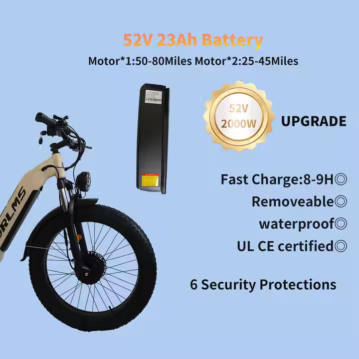 (USA Stock) ORLMS MN-6 26*4 Fat Tire 52V 23AH 3000W Dual Motors Hydraulic Brake Electric Bike