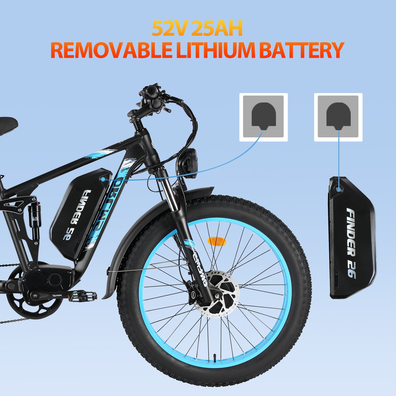 (EU Stock) FINDER 26 Dual Motors 2000W 52V 25AH Electric Bike