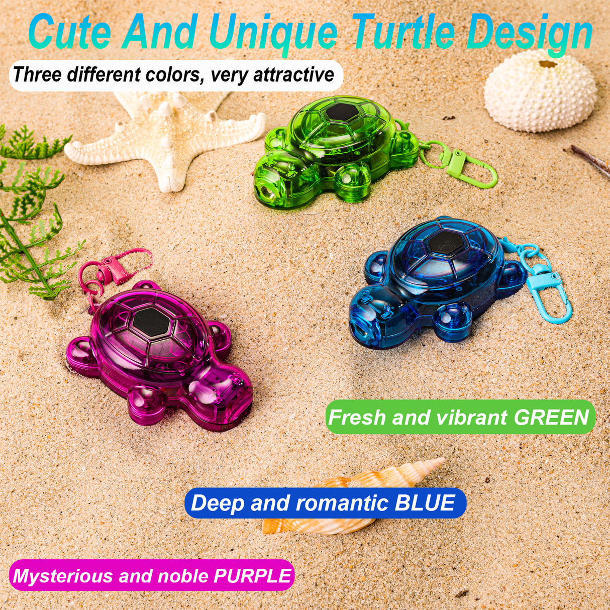 (USA Stock)3PCS Set Turtle Keychain Flashlights, LED & SOS Emergency Mini Flashlight Key Ring Handbag Bag Purse Keychains Set Animal Keychain Lights, Outdoor Adventures, Holiday Gift