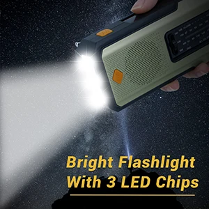 Portable AM/FM/NOAA Solar Hand Crank Weather Radio Cell Phone Charger 2000mAh SOS Alarm for Camping Hurricane Earthquake