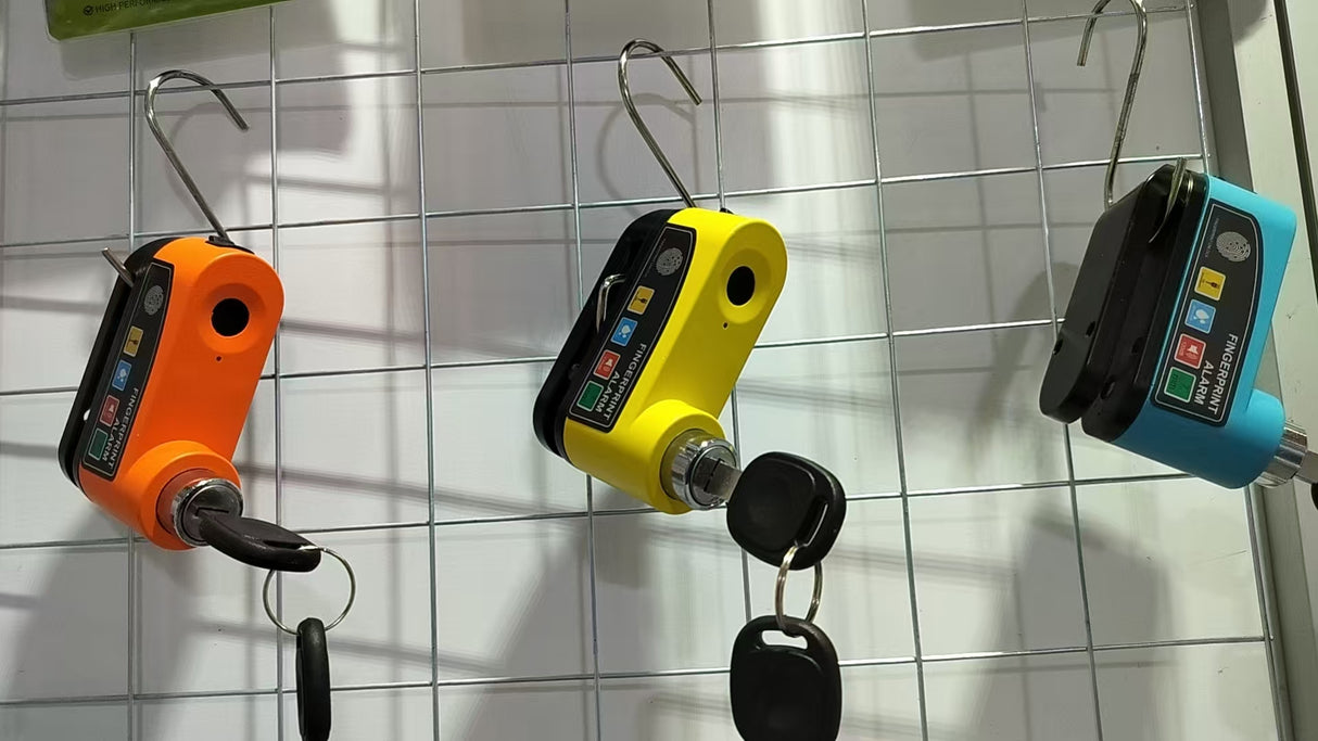Bike Fingerprint Alarm Dic Lock | USB Rechargeable | 120dB Alarm | IP65 Waterproof