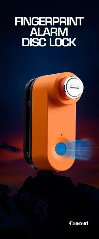 Bike Fingerprint Alarm Dic Lock | USB Rechargeable | 120dB Alarm | IP65 Waterproof