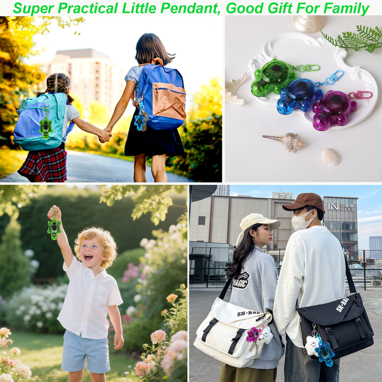 (USA Stock)3PCS Set Turtle Keychain Flashlights, LED & SOS Emergency Mini Flashlight Key Ring Handbag Bag Purse Keychains Set Animal Keychain Lights, Outdoor Adventures, Holiday Gift