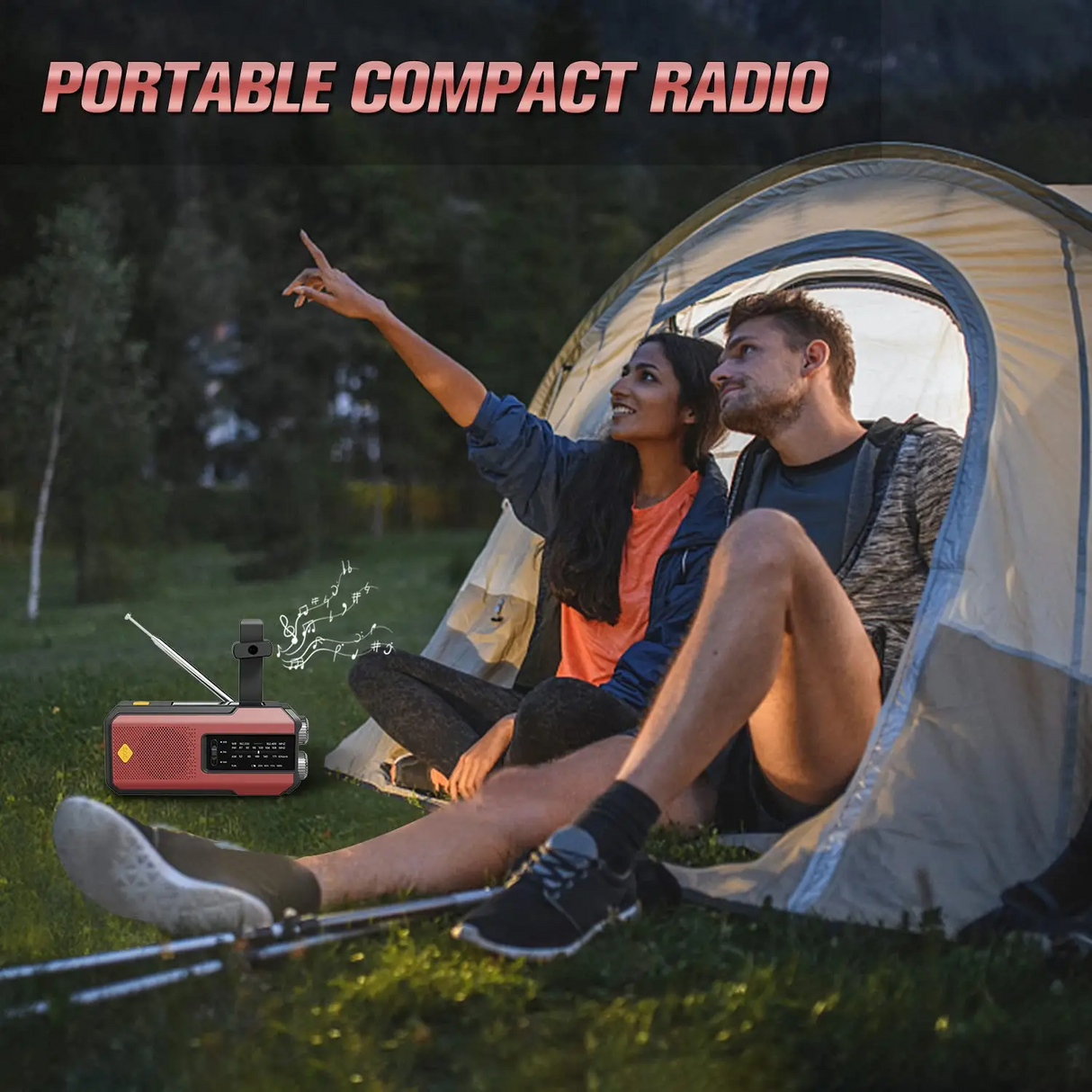 Portable AM/FM/NOAA Solar Hand Crank Weather Radio Cell Phone Charger 2000mAh SOS Alarm for Camping Hurricane Earthquake