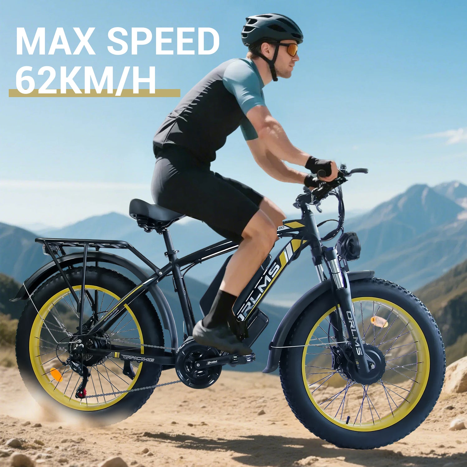 (USA Stock) ORLMS TS60 Peak 5000W 60V 25Ah Dual Motors 26*4” Fat Tire Electric Bike