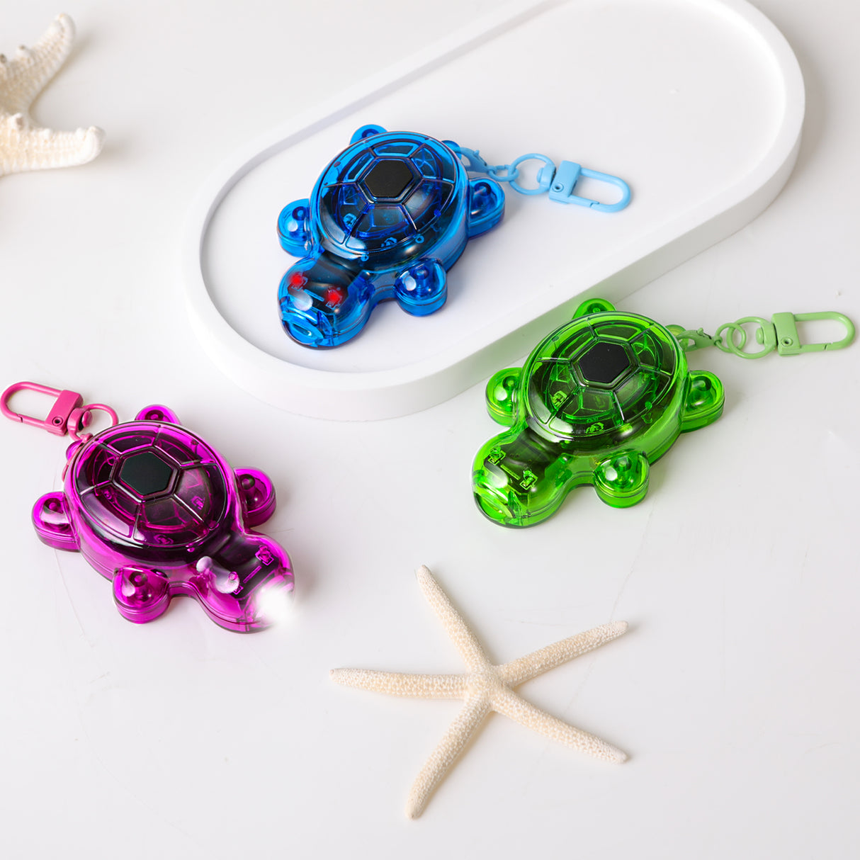 (USA Stock)3PCS Set Turtle Keychain Flashlights, LED & SOS Emergency Mini Flashlight Key Ring Handbag Bag Purse Keychains Set Animal Keychain Lights, Outdoor Adventures, Holiday Gift