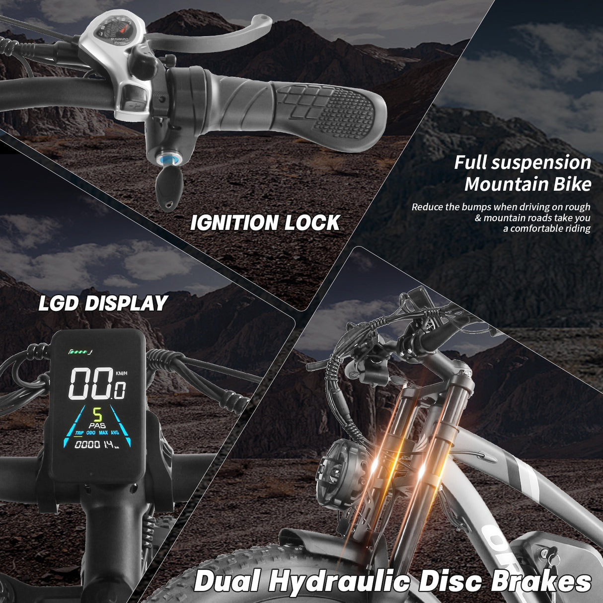 (USA Direct) MX500 Dual Motor E-Bike | 2000W 52V 25Ah | 24" Fat Tire Off-Road Electric Bike