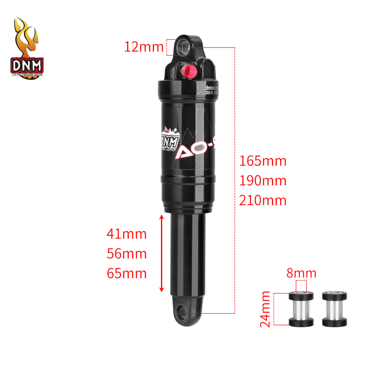 Original DNM Damping 3 System Mountain Bike Air Rear Shock Air Pressure Adjustable Hard-anodized AL- 6061 Shock Body