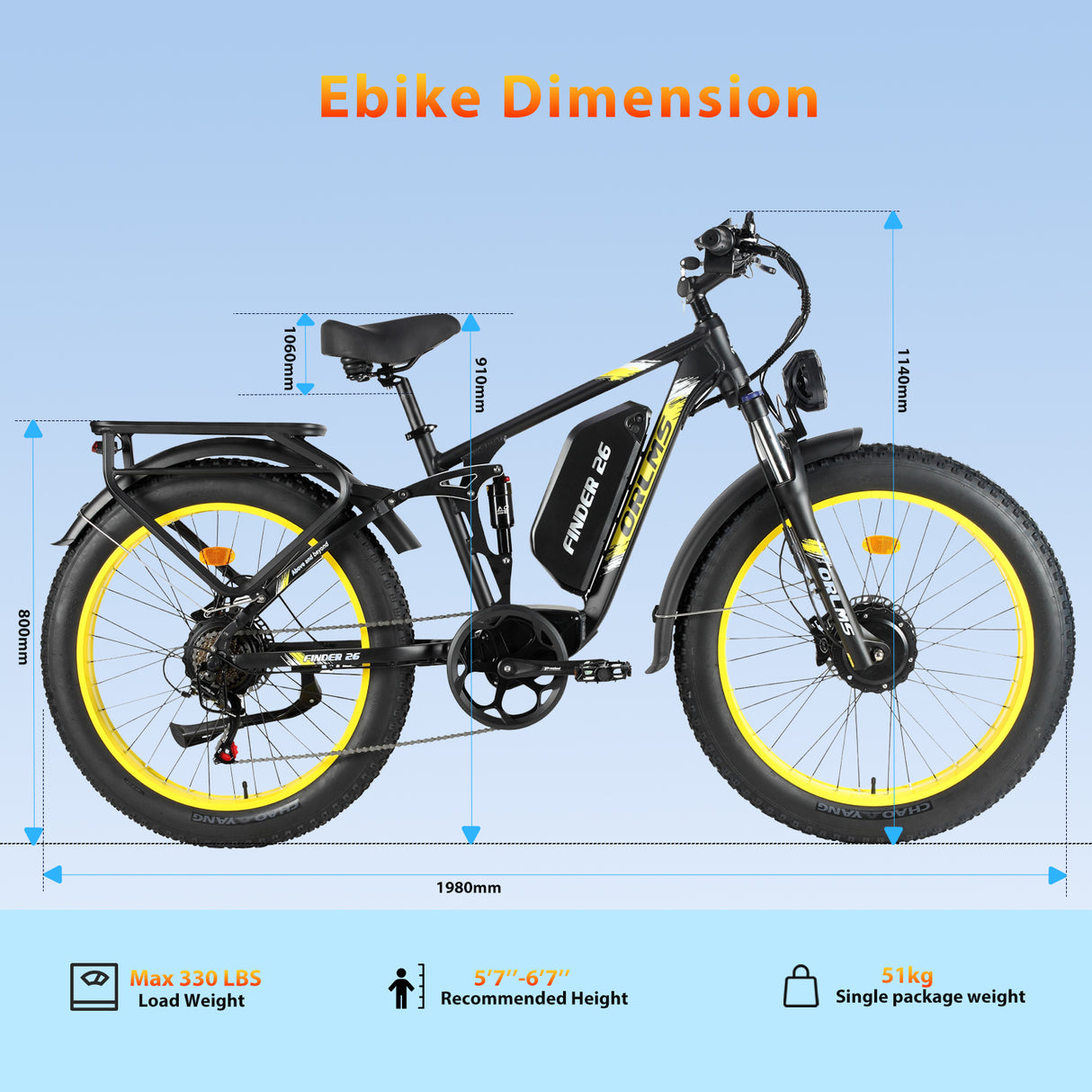 (EU Stock) FINDER 26 Dual Motors 2000W 52V 25AH Electric Bike