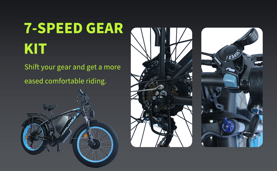 (USA Stock) ORLMS TS60 Peak 5000W 60V 25Ah Dual Motors 26*4” Fat Tire Electric Bike