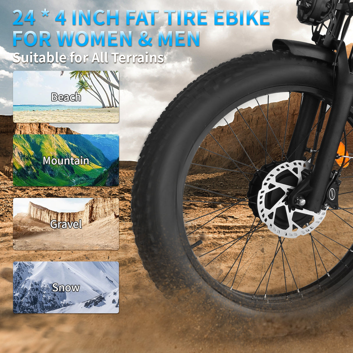 (USA Direct) MX500 Dual Motor E-Bike | 2000W 52V 25Ah | 24" Fat Tire Off-Road Electric Bike