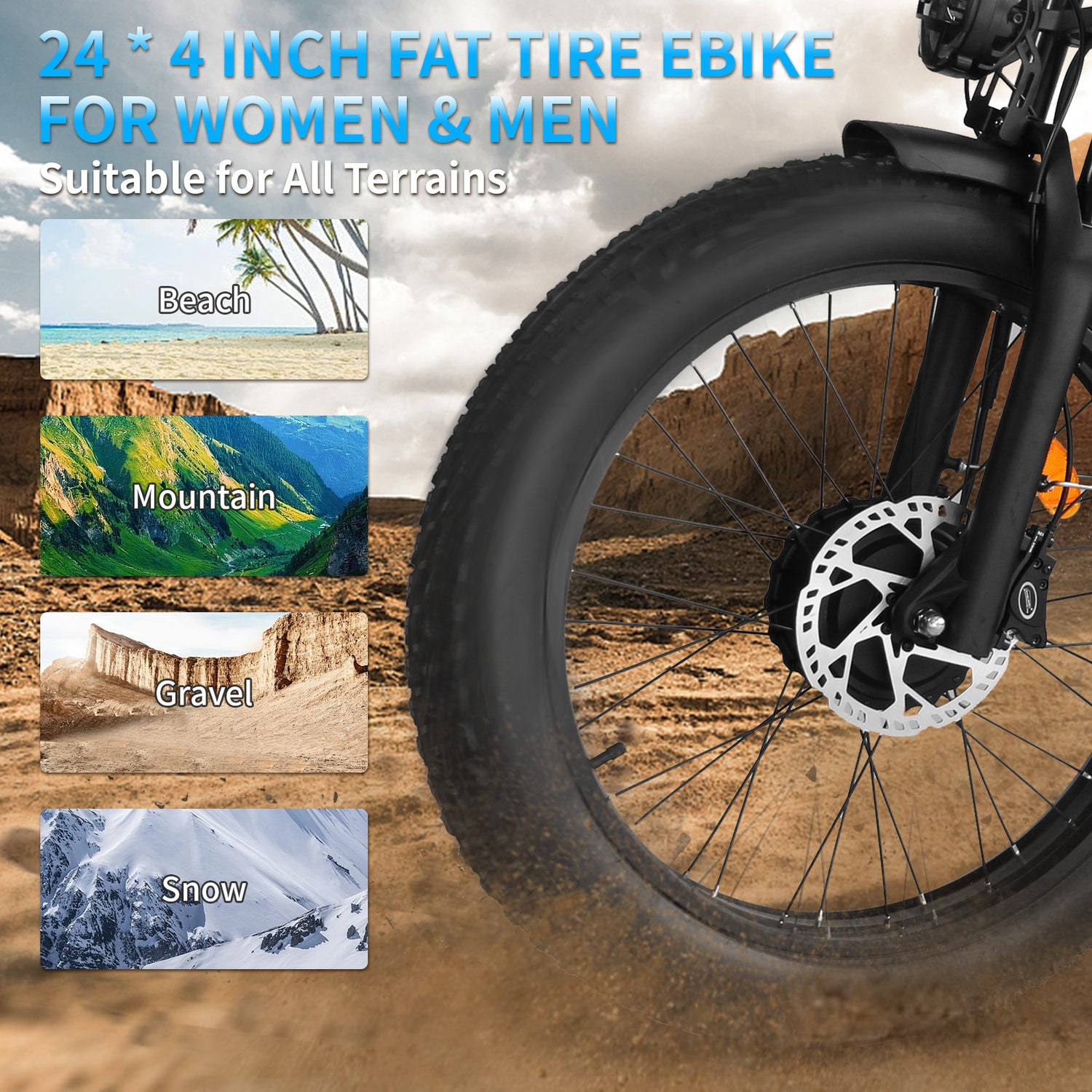 (USA Direct) MX500 Dual Motor E-Bike | 2000W 52V 25Ah | 24" Fat Tire Off-Road Electric Bike