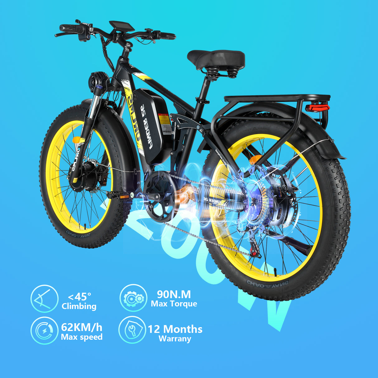 (EU Stock) FINDER 26 Dual Motors 2000W 52V 25AH Electric Bike