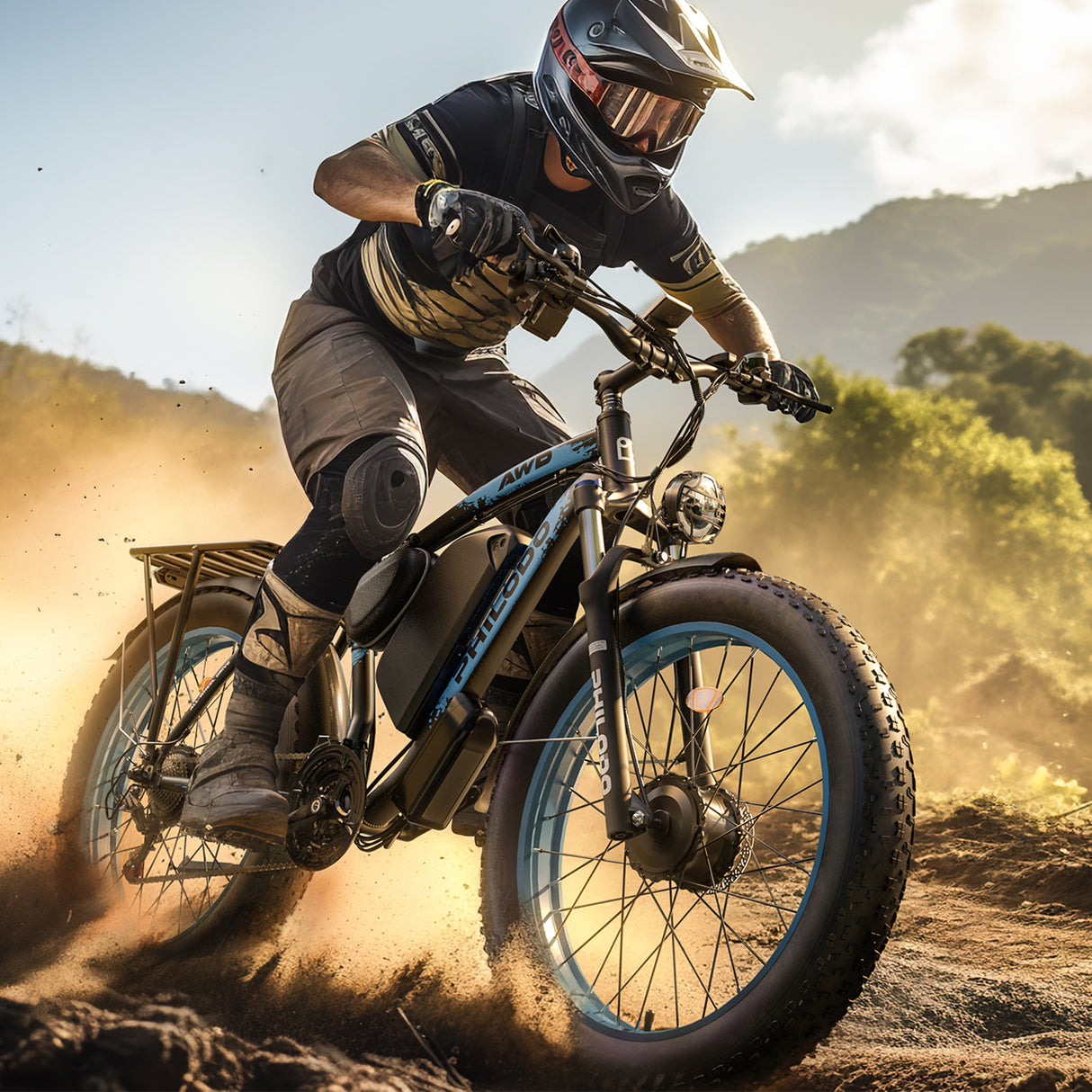 (UK Stock)PHILODO H8 Electric Bike for Adults, 48V 26Ah Fat Tire Ebike Dual Motor AWD 2000W 35MPH Electric Bicycles 21-Speed with Ignition Lock Hydraulic Disc Brake