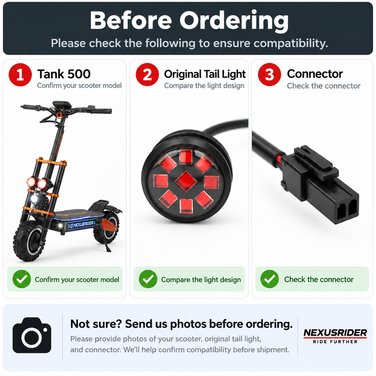 NexusRider Tank 500 Rear Tail Light | Electric Scooter Replacement Part