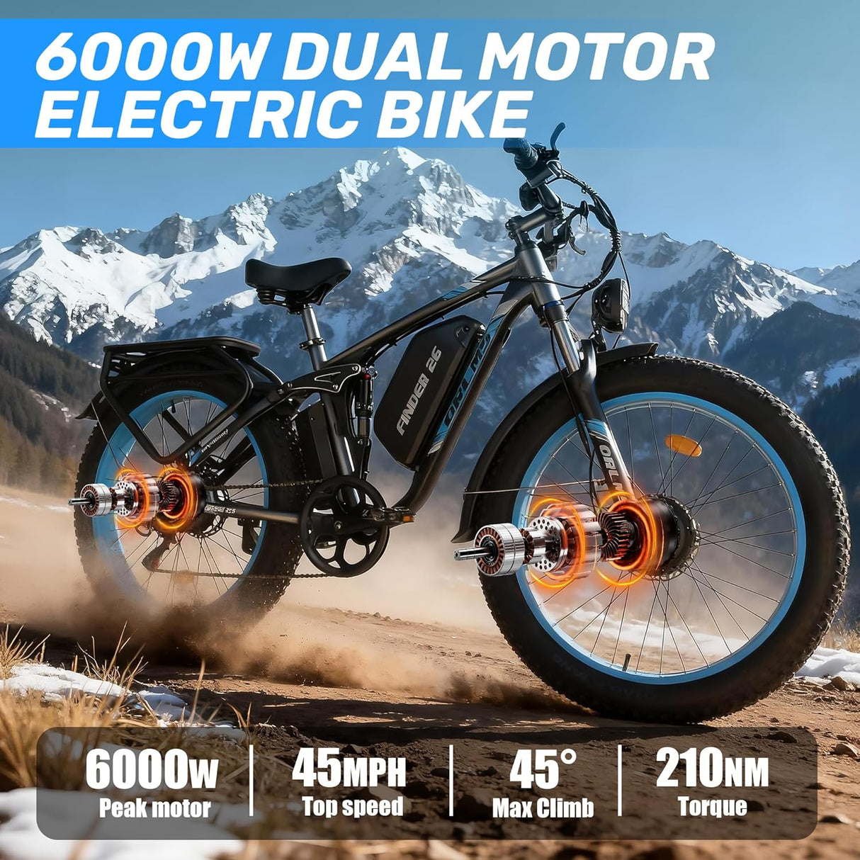 (USA Stock) FINDER 26 Dual Motors 2000W 60V 25AH Electric Bike