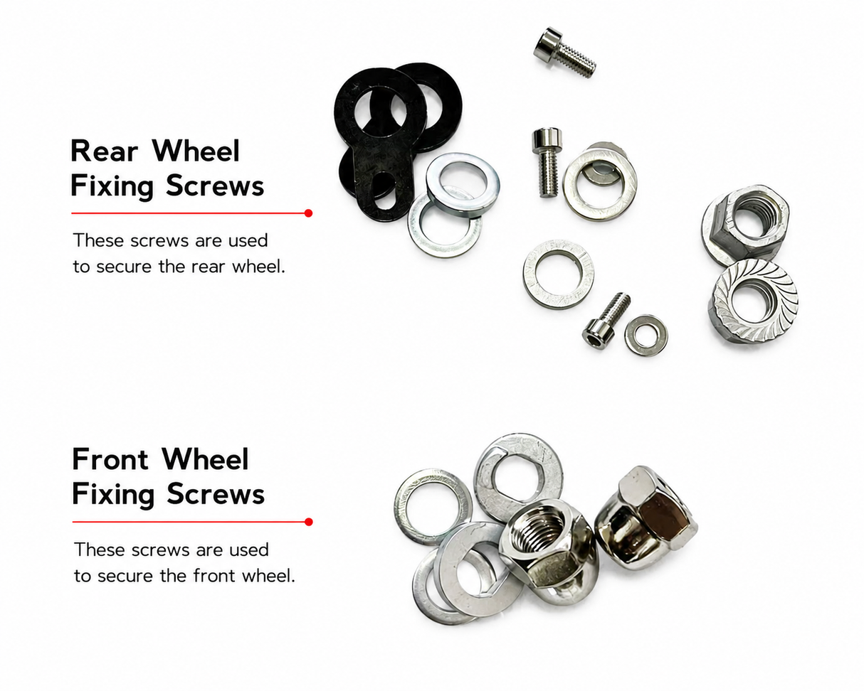 SMLRO Front & Rear Wheel Motor Hardware | Motor Cover Screws & Axle Hardware Kits
