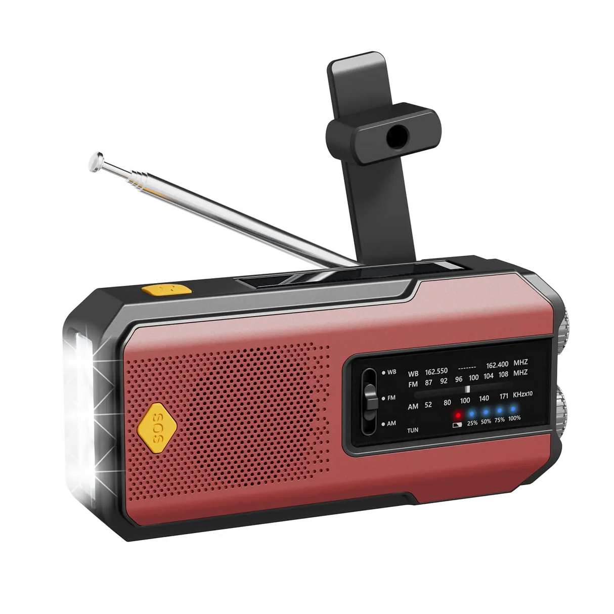 Portable AM/FM/NOAA Solar Hand Crank Weather Radio Cell Phone Charger 2000mAh SOS Alarm for Camping Hurricane Earthquake