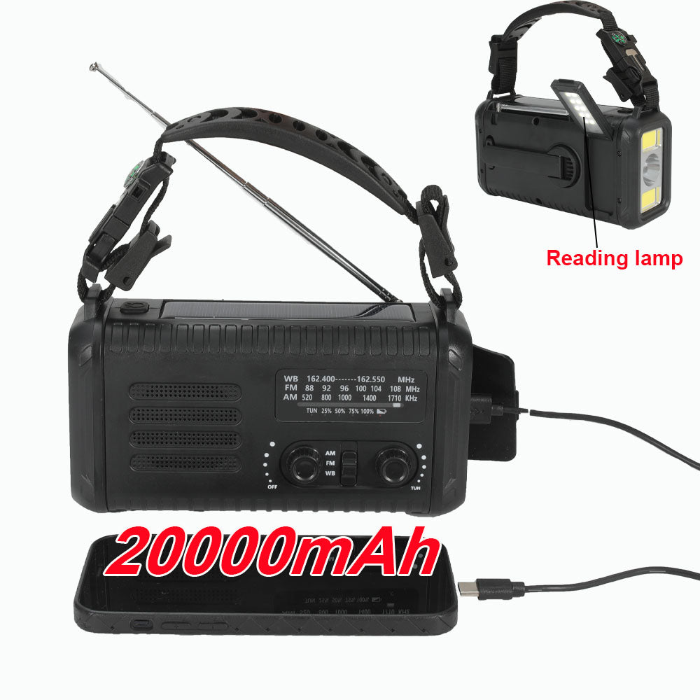 Condor 1 Emergency Hand crank Radio 20000mah USB Charger FM AM NOAA Weather Radio with Compass Lamp Solar Radio