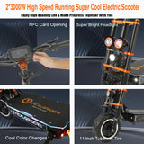 2025 NEWEST Electric Scooter High Power Dual Drive 6000W Motor, 53 MPH, 65 Mile Long Range Heavy Duty Electric Scooter, 11 Inch Tubeless Tire Road Tires Electric Scooter with Detachable Seat for Adults