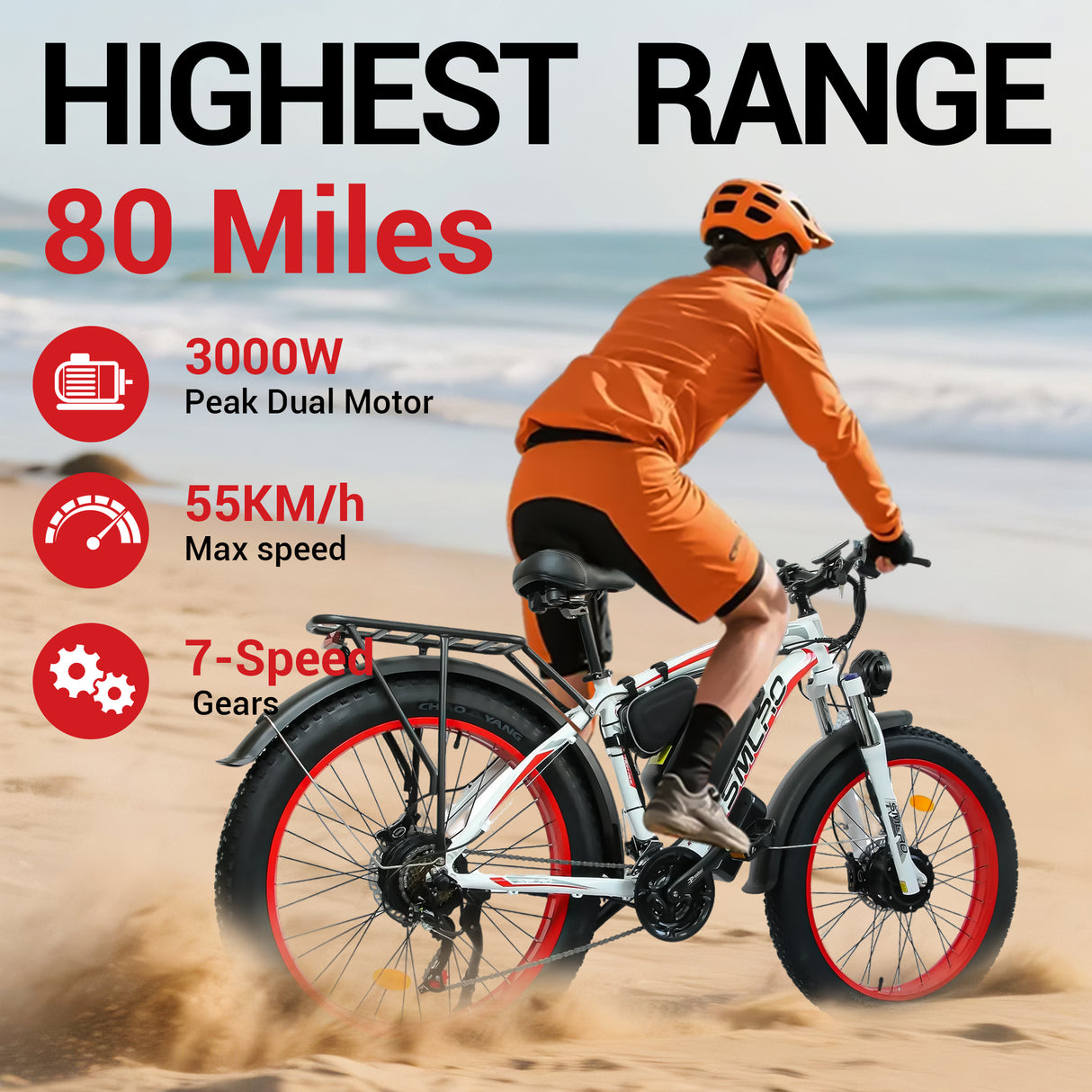 (USA Stock)SMLRO XDC600 Plus Dual Motors Electric Bike |  2000W 52V 30AH | Hydralic Disc Brake