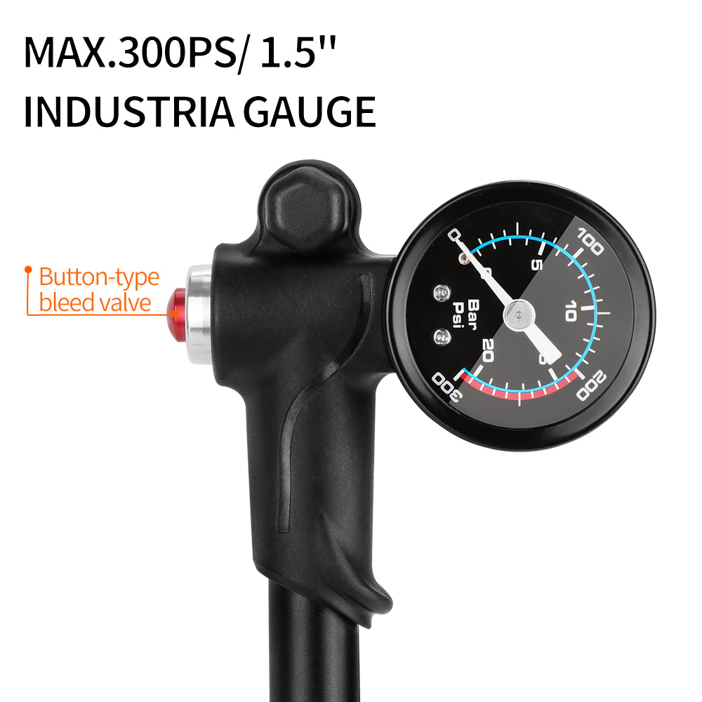 DNM DNM PM-1613 High Pressure 300 PSI(20 BAR) Max Front Fork & Rear Shock Suspension Portable Mini Pump with Air Bleed Button