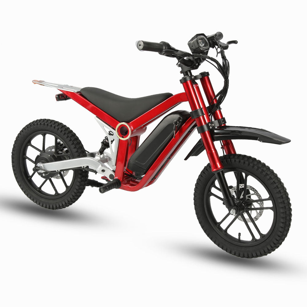 (Ship from China) 36V Electric Dirt Bike for Kids Aged 5-16, 350W Disc Brake Electric Motorcycle Ebike, Maxium Speed 22mph, 3 Speed Settings, Safe Disc Brakes, 16IN Off-Road Tires