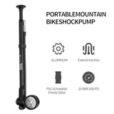 DNM DNM PM-1613 High Pressure 300 PSI(20 BAR) Max Front Fork & Rear Shock Suspension Portable Mini Pump with Air Bleed Button