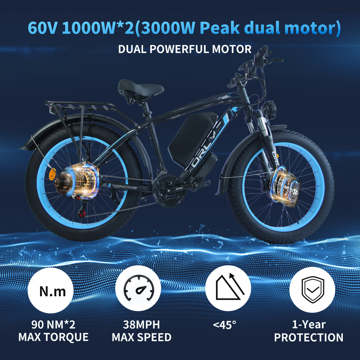 (USA Stock) SMLRO TS60 Dual Motors Electric Bike