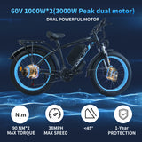 (USA Stock) SMLRO TS60 Dual Motors Electric Bike | 2000W 60V 25AH | Hydralic Disc Brake(3000 Peak)