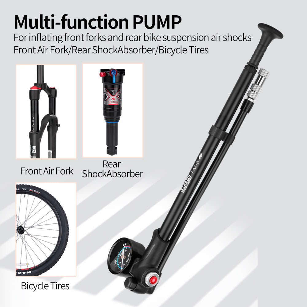 DNM DNM PM-1613 High Pressure 300 PSI(20 BAR) Max Front Fork & Rear Shock Suspension Portable Mini Pump with Air Bleed Button