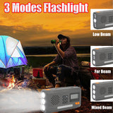 (USA Stock)2000mAh/7400mWh Solar Emergency Radio, AM/FM/NOAA Weather Radio, Hand Crank Radio Flashlight Cell Phone Charger & Night Light for Home Supplies, with Digital Display & Battery Compartment, SOS Alarm