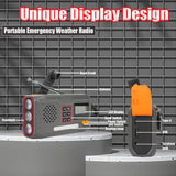 (USA Stock)2000mAh/7400mWh Solar Emergency Radio, AM/FM/NOAA Weather Radio, Hand Crank Radio Flashlight Cell Phone Charger & Night Light for Home Supplies, with Digital Display & Battery Compartment, SOS Alarm
