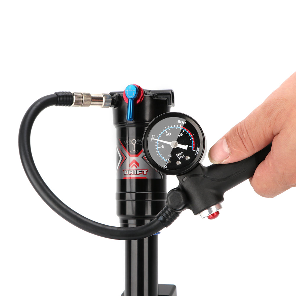 DNM DNM PM-1613 High Pressure 300 PSI(20 BAR) Max Front Fork & Rear Shock Suspension Portable Mini Pump with Air Bleed Button
