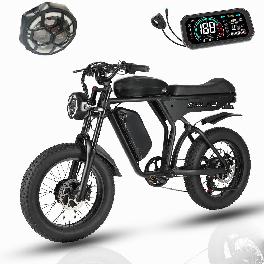 (USA Stock)SMLRO U8 PLUS Dual Motor & Dual Battery 20*4 Inch Tires Electric Bike With Motor Switch| 2000W(Peak 3000W) 48V 19.2Ah & 21Ah|Hydralic Disc Brake