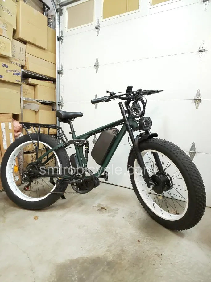 (Ship from China) SMLRO V3 PLUS Dual Motors Electric Bike | 2000W 48V 22.4AH | Hydralic Disc Brake | Green