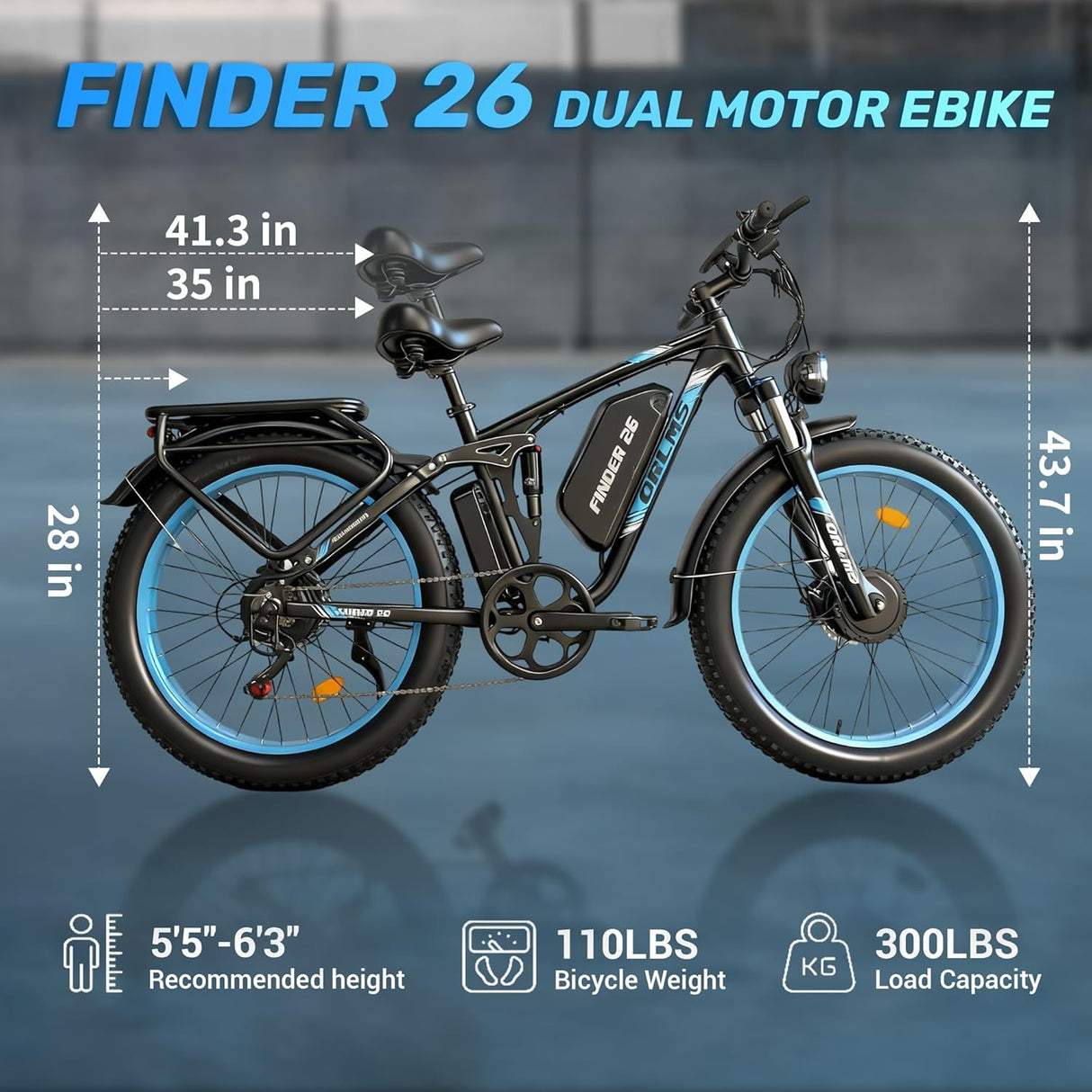 (USA Stock) FINDER 26 Dual Motors 2000W 60V 25AH Electric Bike